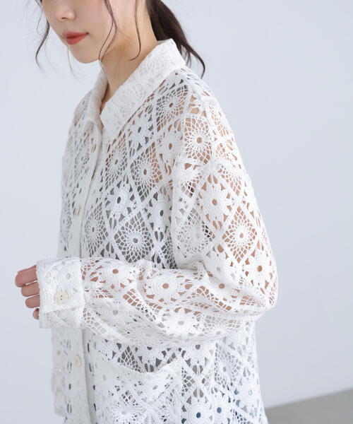 FREE'S MART（フリーズマート）の「◆レースジャケット（ブルゾン・レディース・ホワイト・FREE）」の6枚目の写真