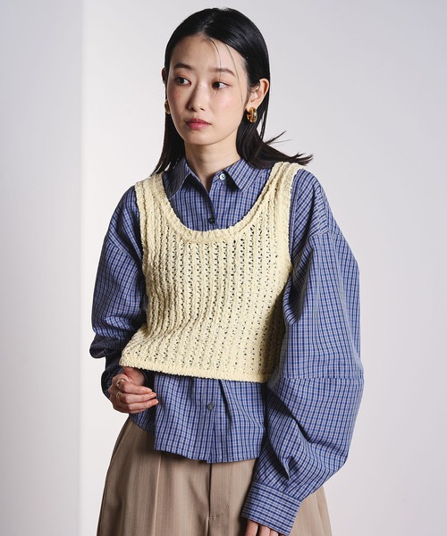 ROSE BUD（ローズバッド）の「SLAV KNIT TANK（タンクトップ・レディース・オフホワイト/イエロー・ONE SIZE）」の12枚目の写真