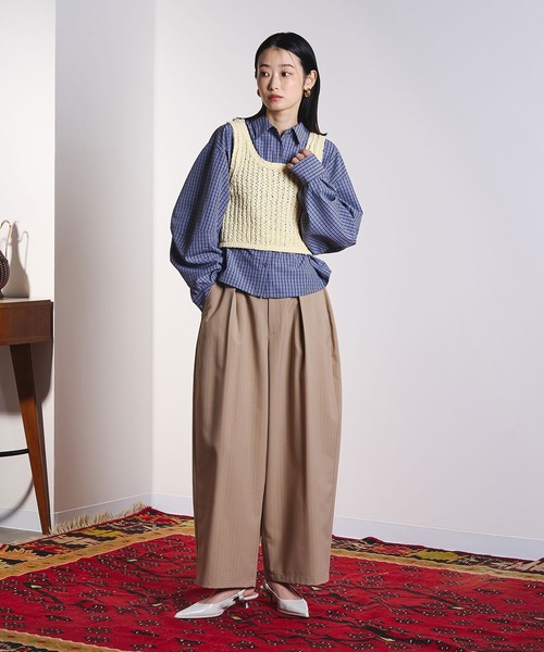 ROSE BUD（ローズバッド）の「SLAV KNIT TANK（タンクトップ・レディース・オフホワイト/イエロー・ONE SIZE）」の13枚目の写真