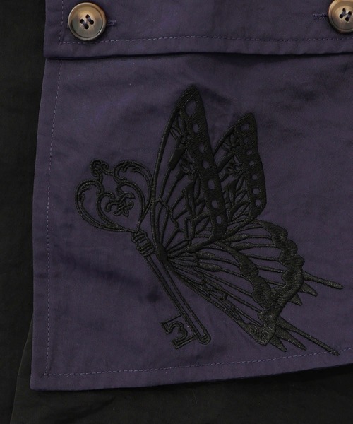 iS ScoLar(イズスカラー)の「561205:蝶鍵モチーフ刺繍 ナイロン×デニム切替配色スカート(スカート・レディース・カーキ/ブラック・M)」の11枚目の写真