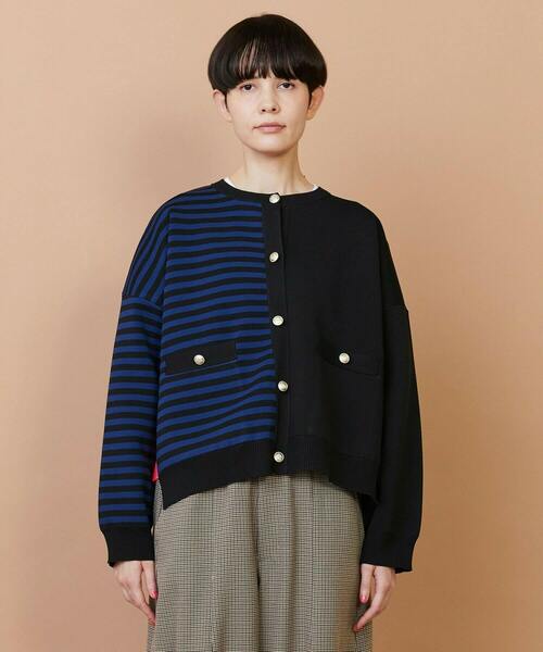 FRAPBOIS（フラボア）の「ミラノカーデ（カーディガン/ボレロ・レディース・ブラック/グレー・1）」の2枚目の写真