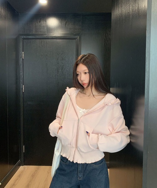 UP START(アップスタート)の「【LAMPOON】フリルジップパーカー(パーカー・レディース・ピンク/グレー・LARGE/MEDIUM/SMALL)」の19枚目の写真