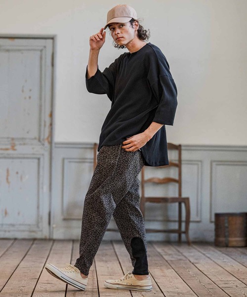 CAMBIO(カンビオ)の「mlt5595-Honeycomb Waffle Key Neck 3-4 Sleeve Cut sew 七分袖カットソー(S64226cmb)(Tシャツ/カットソー・メンズ・チャコールグレー/ブラック/ホワイト・S/M/L)」の15枚目の写真