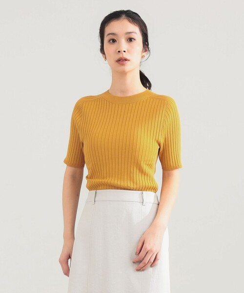 Demi-Luxe BEAMS(デミルクス ビームス)の「AK+1 / 18ゲージ ワイドリブ プルオーバー(ニット/セーター・レディース・マスタード/ブラック・ONE SIZE)」の12枚目の写真