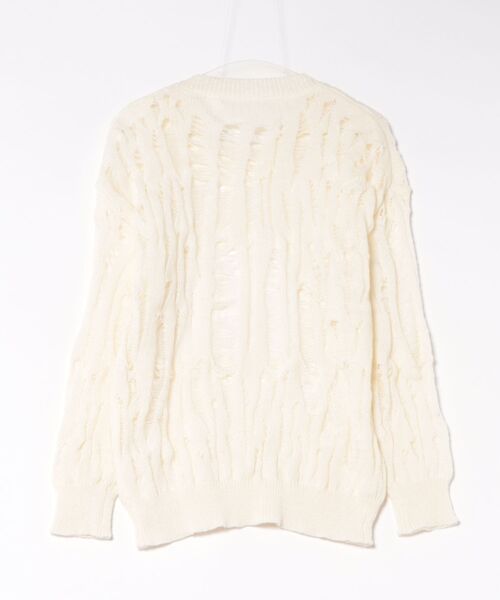 Never mind the XU(ネバーマインドザエックスユー)の「【Never mind the XU】damage loose knit / 【ネバーマインド ザ エックスユー】オーバーサイズダメージルーズニット <着用動画あり>(ニット/セーター・メンズ・ブラック/アイボリー・L)」の3枚目の写真
