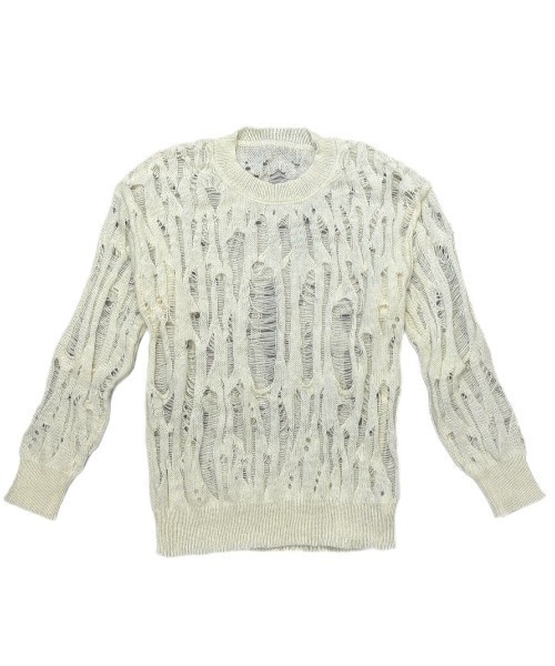 Never mind the XU(ネバーマインドザエックスユー)の「【Never mind the XU】damage loose knit / 【ネバーマインド ザ エックスユー】オーバーサイズダメージルーズニット <着用動画あり>(ニット/セーター・メンズ・ブラック/アイボリー・L)」の20枚目の写真