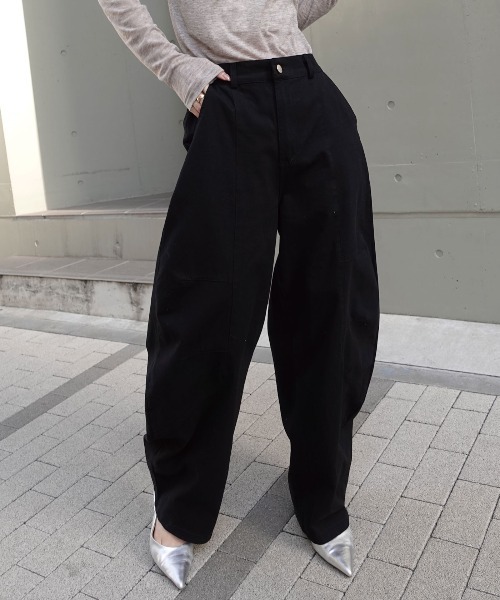 CORNERS(コーナーズ)の「ツイルバレルレッグパンツ(その他パンツ・レディース・ブラック/ベージュ・M/S/L)」の8枚目の写真