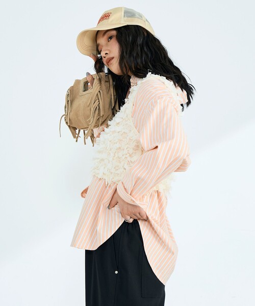 fredy emue（フレディエミュ）の「COTTON BASIC シャツ（シャツ/ブラウス・レディース・オレンジ系その他/オフホワイト/サックスブルー/ベビーピンク/グリーン系その他/ブルー系その他・38）」の6枚目の写真