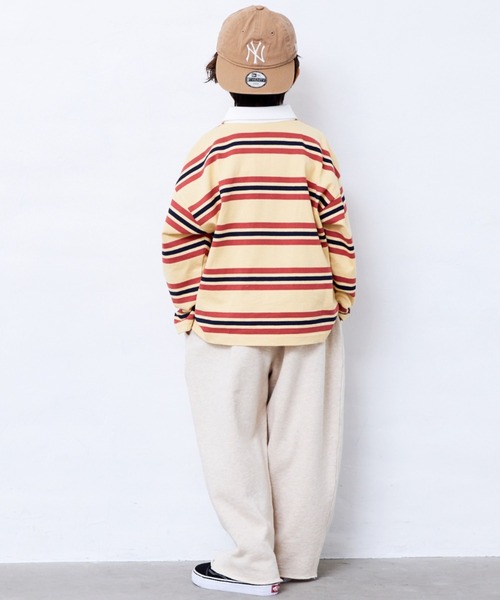 Fluffy BROTHERS（フラッフィーブラザーズ）の「ボーダーラガーシャツ（Tシャツ/カットソー・キッズ・イエロー/エンジ・90cm/150cm/140cm/130cm/120cm/110cm/100cm）」の10枚目の写真