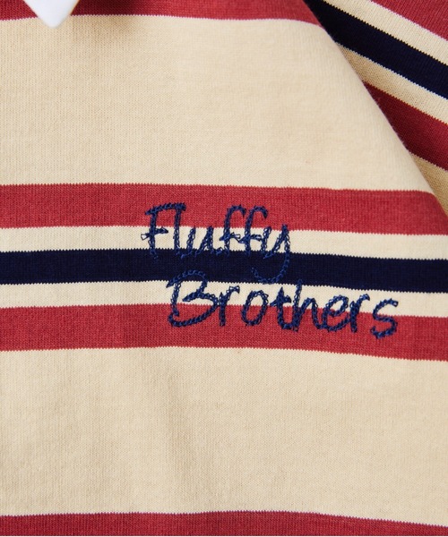 Fluffy BROTHERS（フラッフィーブラザーズ）の「ボーダーラガーシャツ（Tシャツ/カットソー・キッズ・イエロー/エンジ・90cm/150cm/140cm/130cm/120cm/110cm/100cm）」の3枚目の写真