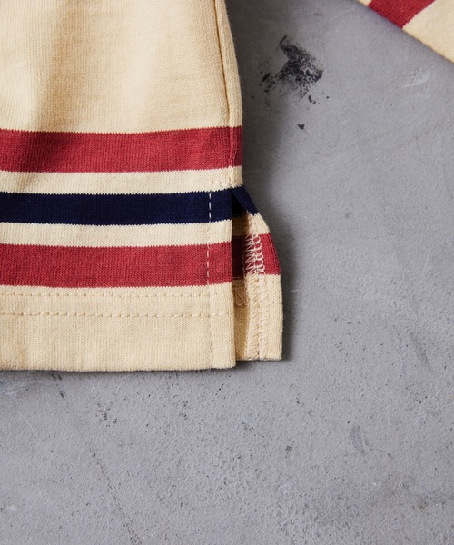 Fluffy BROTHERS（フラッフィーブラザーズ）の「ボーダーラガーシャツ（Tシャツ/カットソー・キッズ・イエロー/エンジ・90cm/150cm/140cm/130cm/120cm/110cm/100cm）」の5枚目の写真