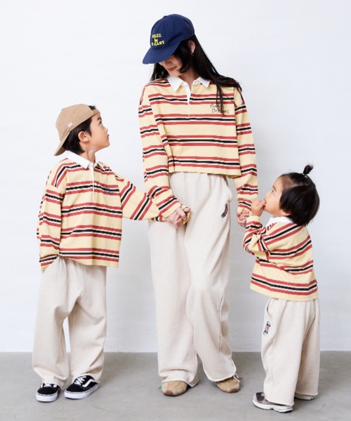 Fluffy BROTHERS（フラッフィーブラザーズ）の「ボーダーラガーシャツ（Tシャツ/カットソー・キッズ・イエロー/エンジ・90cm/150cm/140cm/130cm/120cm/110cm/100cm）」の13枚目の写真