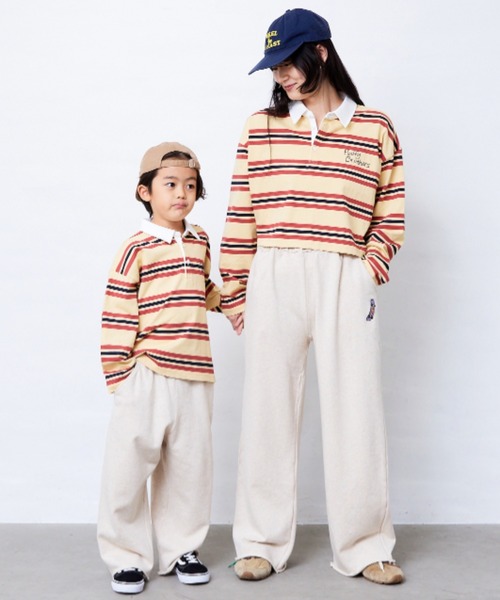 Fluffy BROTHERS（フラッフィーブラザーズ）の「ボーダーラガーシャツ（Tシャツ/カットソー・キッズ・イエロー/エンジ・90cm/150cm/140cm/130cm/120cm/110cm/100cm）」の15枚目の写真