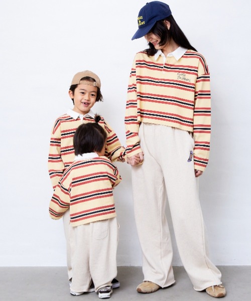 Fluffy BROTHERS（フラッフィーブラザーズ）の「ボーダーラガーシャツ（Tシャツ/カットソー・キッズ・イエロー/エンジ・90cm/150cm/140cm/130cm/120cm/110cm/100cm）」の16枚目の写真
