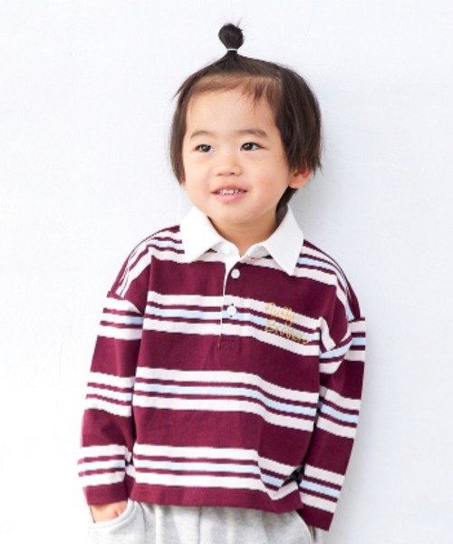 Fluffy BROTHERS（フラッフィーブラザーズ）の「ボーダーラガーシャツ（Tシャツ/カットソー・キッズ・イエロー/エンジ・90cm/150cm/140cm/130cm/120cm/110cm/100cm）」の19枚目の写真