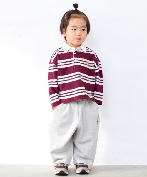 Fluffy BROTHERS（フラッフィーブラザーズ）の「ボーダーラガーシャツ（Tシャツ/カットソー・キッズ・イエロー/エンジ・90cm/150cm/140cm/130cm/120cm/110cm/100cm）」の18枚目の写真