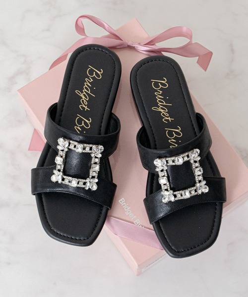 Bridget Birkin(ブリジットバーキン)の「【Bridget Birkin】スクエアバックルミュールサンダル(562210)(サンダル・レディース・シルバー/ブラック/ゴールド・L/M/LL/S)」の2枚目の写真