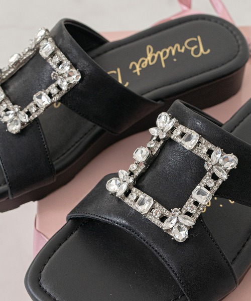 Bridget Birkin(ブリジットバーキン)の「【Bridget Birkin】スクエアバックルミュールサンダル(562210)(サンダル・レディース・シルバー/ブラック/ゴールド・L/M/LL/S)」の4枚目の写真