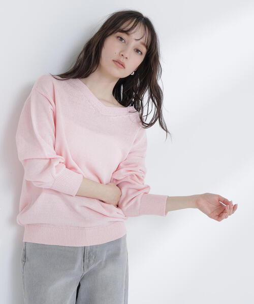 【COTOO】ナチュラルピンクのニット ナチュラルビューティーベーシック NATURAL BEAUTY BASIC モヘアニット