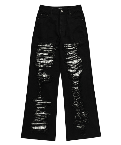DARLING, YOU'RE BAD(ダーリンユーアーバッド)の「Damaged Python Wide Denim Pants #Silver(デニムパンツ・レディース・その他・SMALL/MEDIUM)」の1枚目の写真