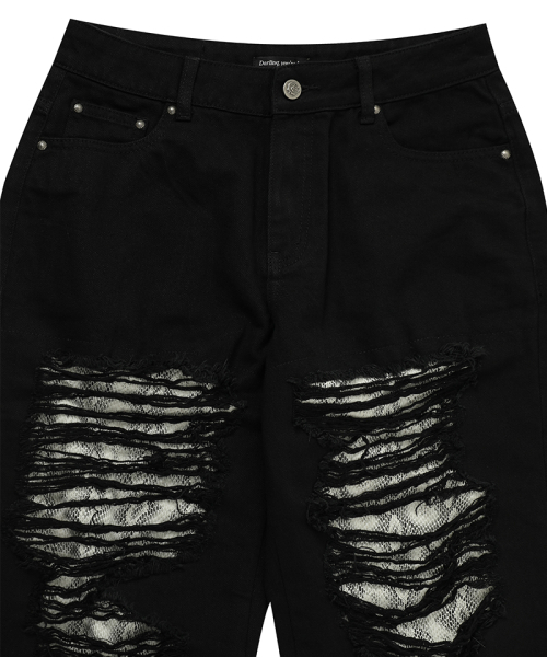 DARLING, YOU'RE BAD(ダーリンユーアーバッド)の「Damaged Python Wide Denim Pants #Silver(デニムパンツ・レディース・その他・SMALL/MEDIUM)」の2枚目の写真