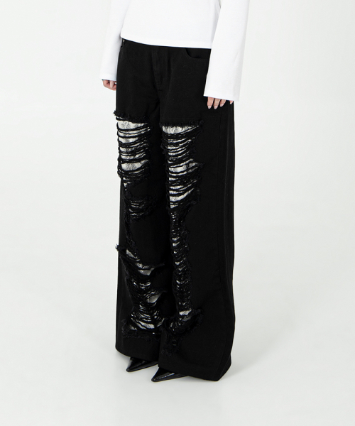 DARLING, YOU'RE BAD(ダーリンユーアーバッド)の「Damaged Python Wide Denim Pants #Silver(デニムパンツ・レディース・その他・SMALL/MEDIUM)」の4枚目の写真
