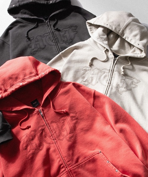 STUDDED FULL ZIP HOODIE(パーカー)|HUF(ハフ)のファッション通販 STUDDED FULL ZIP HOODIE(パーカー)|HUF(ハフ)のファッション通販