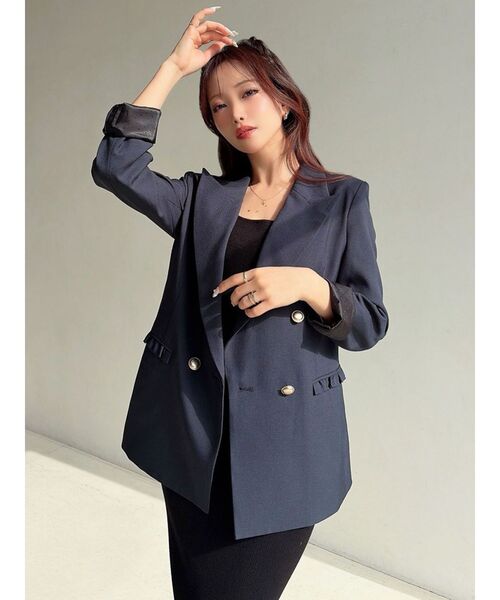 RESEXXY（リゼクシー）の「ダブルテーラードジャケット（テーラードジャケット・レディース・ネイビー/アイボリー・FREE）」の4枚目の写真