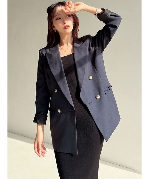 RESEXXY（リゼクシー）の「ダブルテーラードジャケット（テーラードジャケット・レディース・ネイビー/アイボリー・FREE）」の5枚目の写真