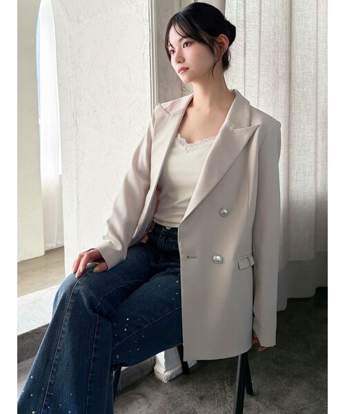 RESEXXY（リゼクシー）の「ダブルテーラードジャケット（テーラードジャケット・レディース・ネイビー/アイボリー・FREE）」の10枚目の写真