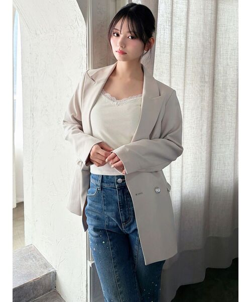 RESEXXY（リゼクシー）の「ダブルテーラードジャケット（テーラードジャケット・レディース・ネイビー/アイボリー・FREE）」の12枚目の写真