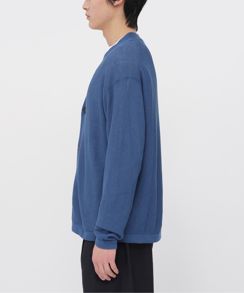 MARGARET HOWELL（マーガレットハウエル）の「COTTON RAMIE PIQUE（カーディガン/ボレロ・メンズ・ブルー/グレー・LARGE/MEDIUM）」の7枚目の写真