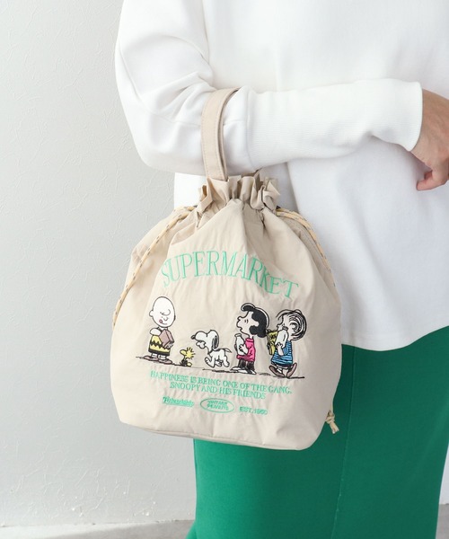Three Four Time（ｽﾘｰﾌｫｰﾀｲﾑ）の「【PEANUTS】保冷巾着トート（エコバッグ/サブバッグ・レディース・シルバー/ベージュ/ブラック・FREE）」の19枚目の写真