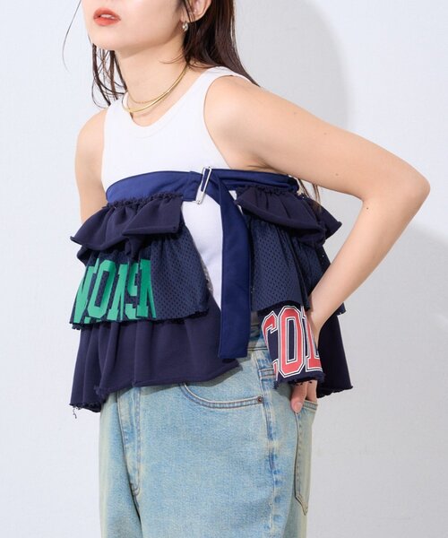 etsinta（エシンタ）の「【etsinta】リメイクスウェットフリルミニスカート（スカート・レディース・グレー/ネイビー・ONE SIZE）」の2枚目の写真