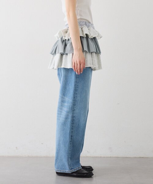 etsinta（エシンタ）の「【etsinta】リメイクスウェットフリルミニスカート（スカート・レディース・グレー/ネイビー・ONE SIZE）」の4枚目の写真