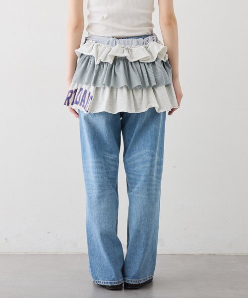 etsinta（エシンタ）の「【etsinta】リメイクスウェットフリルミニスカート（スカート・レディース・グレー/ネイビー・ONE SIZE）」の5枚目の写真