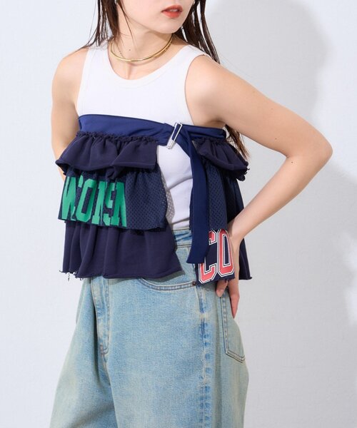 etsinta（エシンタ）の「【etsinta】リメイクスウェットフリルミニスカート（スカート・レディース・グレー/ネイビー・ONE SIZE）」の7枚目の写真