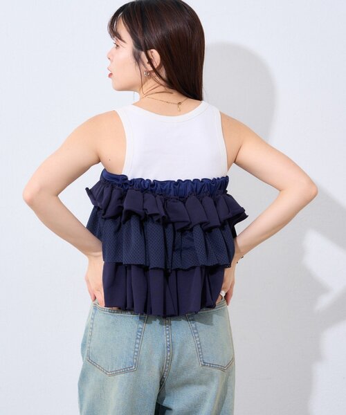 etsinta（エシンタ）の「【etsinta】リメイクスウェットフリルミニスカート（スカート・レディース・グレー/ネイビー・ONE SIZE）」の10枚目の写真