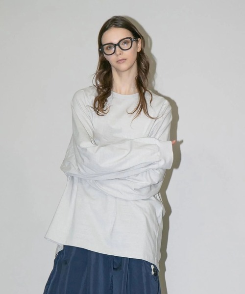 my beautiful landlet(マイビューティフルランドレット)の「【my beautiful landlet】 SUPIMA COTTON OVERSIZE RAGLAN L/S T-SHIRT(Tシャツ/カットソー・メンズ・ライトグレー/グレー/ブラック/ライトブルー・0/1)」の3枚目の写真