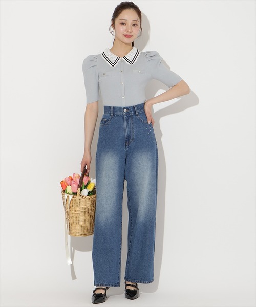 WILLSELECTION(ウィルセレクション)の「ビジューポケットワイドデニムパンツ(デニムパンツ・レディース・ブルー/ライトブルー・SMALL/MEDIUM)」の2枚目の写真