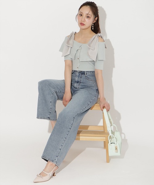 WILLSELECTION(ウィルセレクション)の「ビジューポケットワイドデニムパンツ(デニムパンツ・レディース・ブルー/ライトブルー・SMALL/MEDIUM)」の5枚目の写真