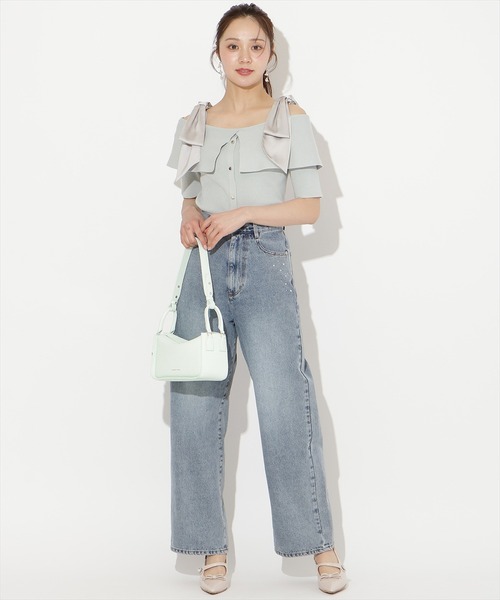 WILLSELECTION(ウィルセレクション)の「ビジューポケットワイドデニムパンツ(デニムパンツ・レディース・ブルー/ライトブルー・SMALL/MEDIUM)」の6枚目の写真