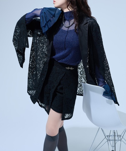 Ellno de Mavie（エルノデメヴィ）の「チャイナコードレースミニスカパン/SETUP対応（スカート・レディース・チャコール/ブルー/ブラック・FREE）」の10枚目の写真