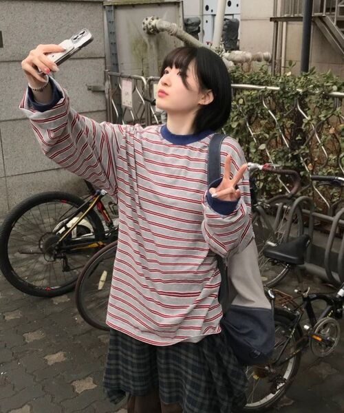 TAILOR STUDIO（テーラースタジオ）の「ストライプマリンコットンロングスリーブ（ピンク/ブルー）（Tシャツ/カットソー・レディース・その他・FREE）」の12枚目の写真