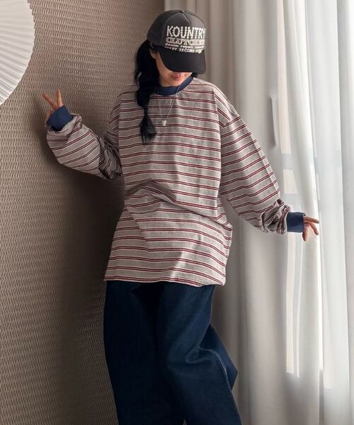 TAILOR STUDIO（テーラースタジオ）の「ストライプマリンコットンロングスリーブ（ピンク/ブルー）（Tシャツ/カットソー・レディース・その他・FREE）」の14枚目の写真