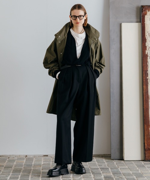 CREDONA（クレドナ）の「SUPER 120s FINE WOOL V NECK KNIT/スーパーファインウールネックニット（Tシャツ/カットソー・レディース・ブラック/アイボリー/グレー・FREE）」の6枚目の写真