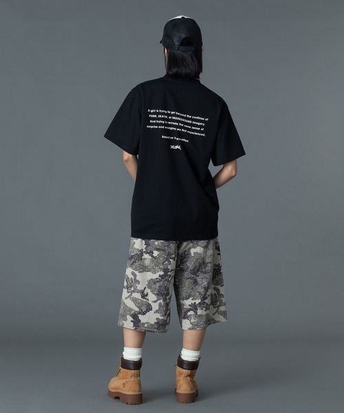 X-girl（エックスガール）の「FACE AND WORDS POCKET S/S TEE（Tシャツ/カットソー・レディース・ライトピンク/ブラック/ホワイト・S/M/L）」の5枚目の写真