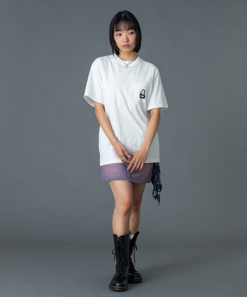 X-girl（エックスガール）の「FACE AND WORDS POCKET S/S TEE（Tシャツ/カットソー・レディース・ライトピンク/ブラック/ホワイト・S/M/L）」の10枚目の写真