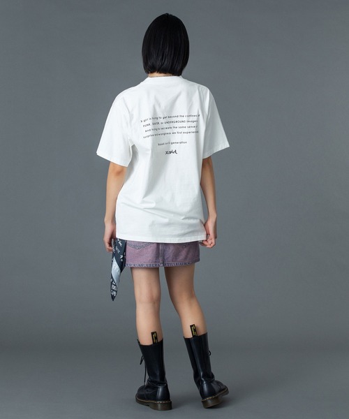 X-girl（エックスガール）の「FACE AND WORDS POCKET S/S TEE（Tシャツ/カットソー・レディース・ライトピンク/ブラック/ホワイト・S/M/L）」の14枚目の写真