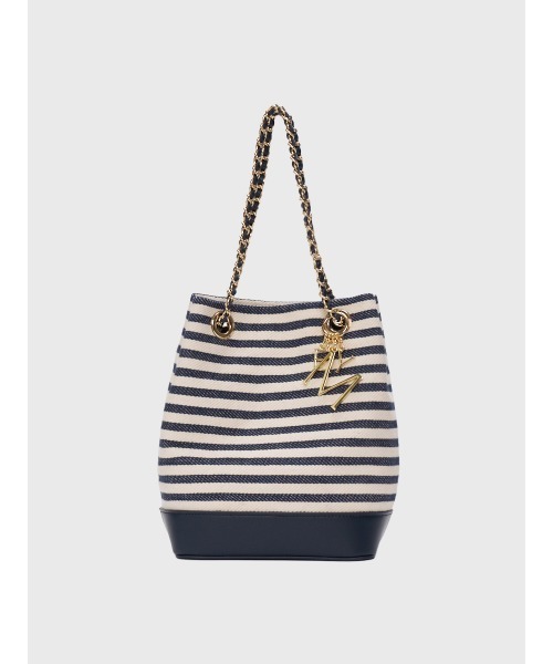 EIMY ISTOIRE(エイミーイストワール)の「クラシックマリンバケットバッグ(かごバッグ・レディース・ネイビー/ベージュ・F)」の7枚目の写真